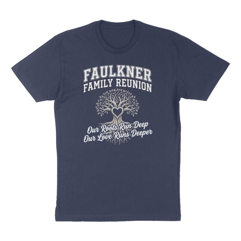 Custom t-shirt: "Faulkner Family Reunion", Front print, navy shirt