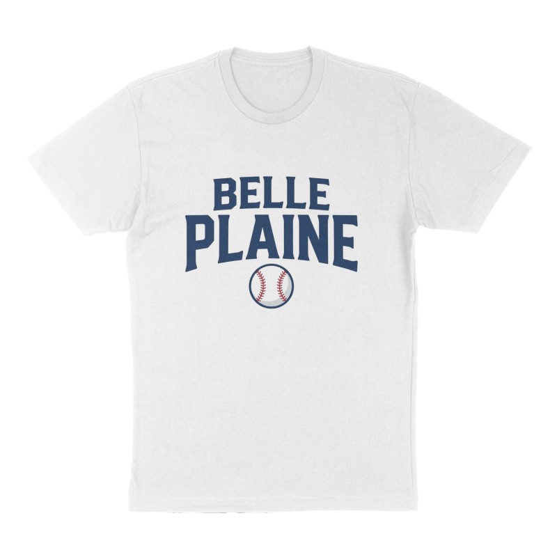 Custom t-shirt: "Belle Plaine", Front print, white shirt