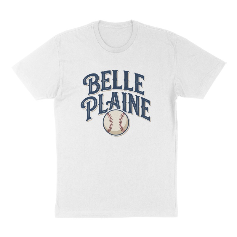 Custom t-shirt: "Belle Plaine", Front print, white shirt
