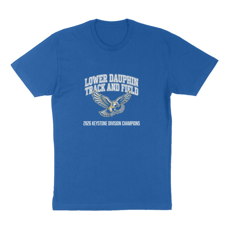 Custom t-shirt: "Lower Dauphin Track and Field ", Front print, royal-blue shirt
