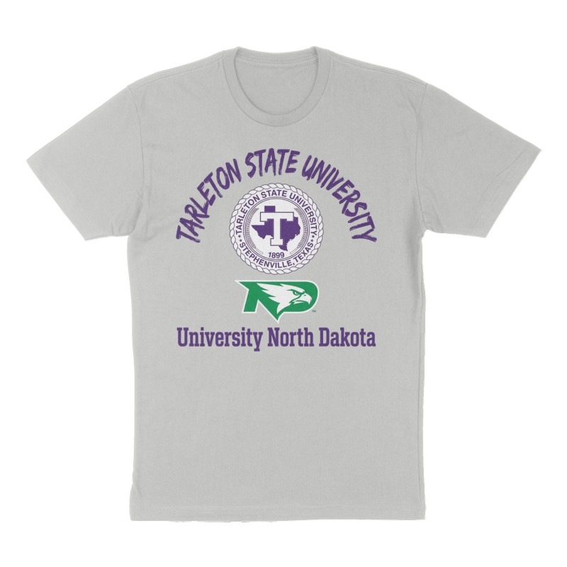 Custom t-shirt: "Tarleton State University", Front print, heather-gray shirt