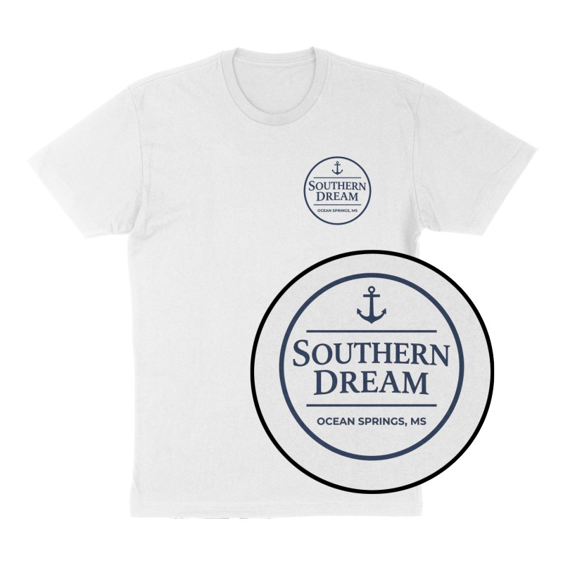 Custom t-shirt: "SOUTHERN DREAM", Left Chest print, white shirt
