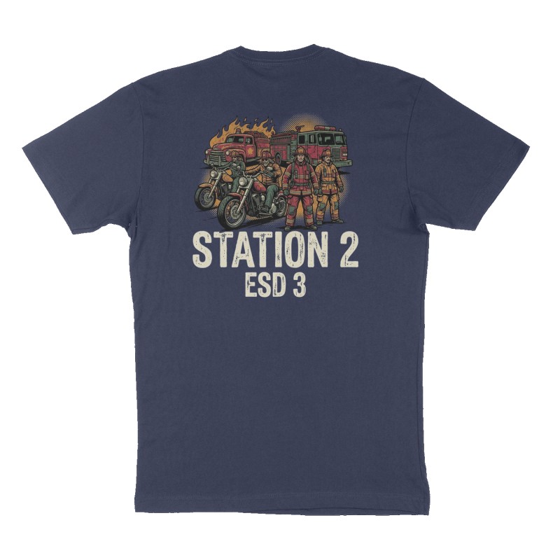 Custom t-shirt: "Station 2", Back print, navy shirt