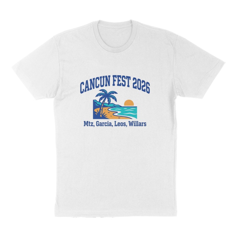 Custom t-shirt: "Cancun Fest 2026 ", Front print, white shirt
