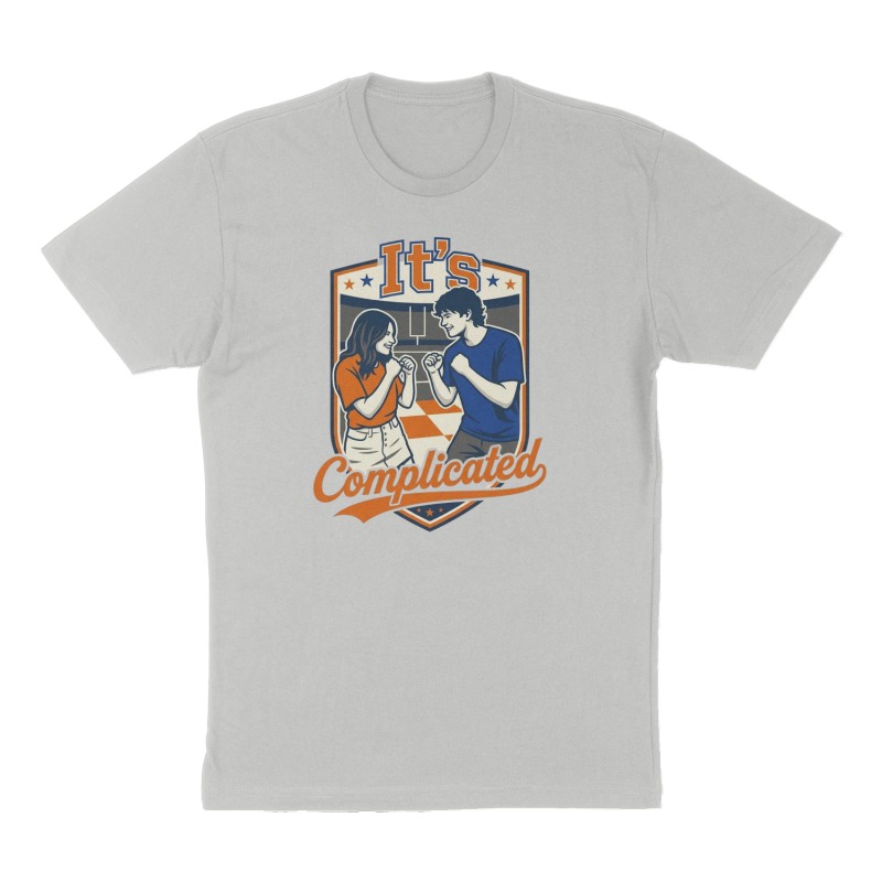 Custom t-shirt: "It’s Complicated ", Front print, heather-gray shirt