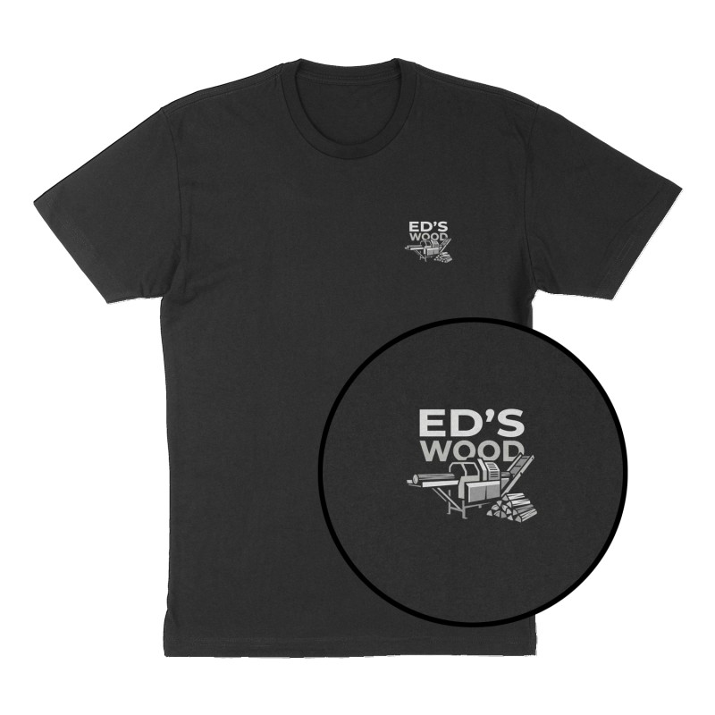 Custom t-shirt: "Ed’s Wood ", Left Chest print, black shirt