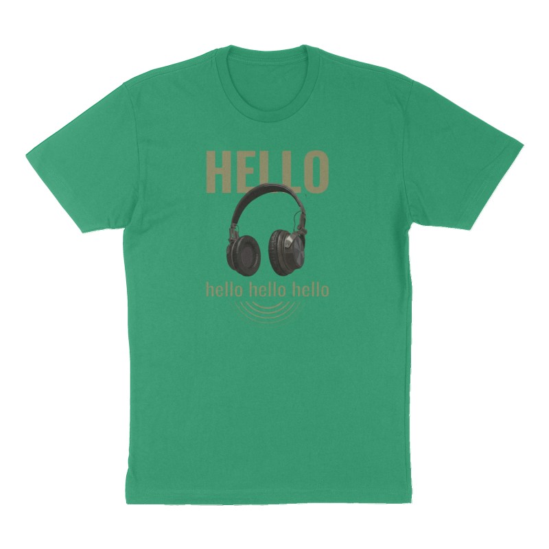 Custom t-shirt: "Hello", Front print, green shirt