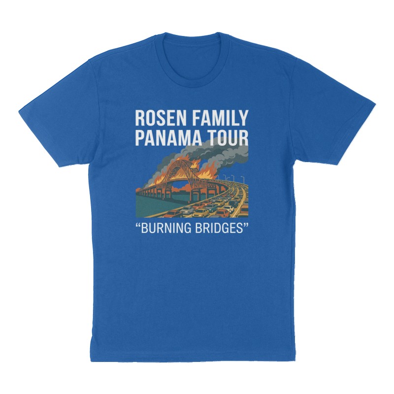 Custom t-shirt: "Rosen Family Panama Tour", Front print, royal-blue shirt