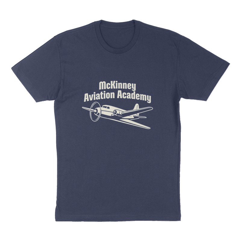 Custom t-shirt: "McKinney Aviation Academy", Front print, navy shirt