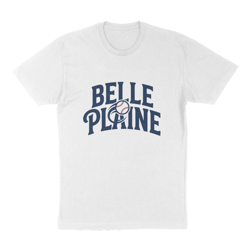 Custom t-shirt: "Belle Plaine", Front print, white shirt