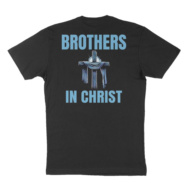 Custom t-shirt: "Brothers In Christ", Back print, black shirt
