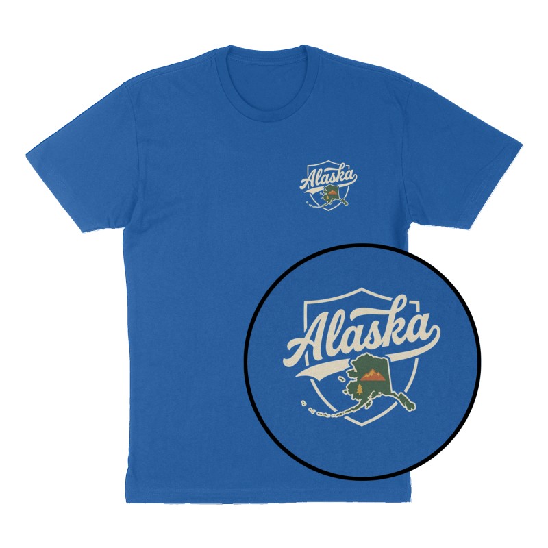 Custom t-shirt: "Alaska", Left Chest print, royal-blue shirt