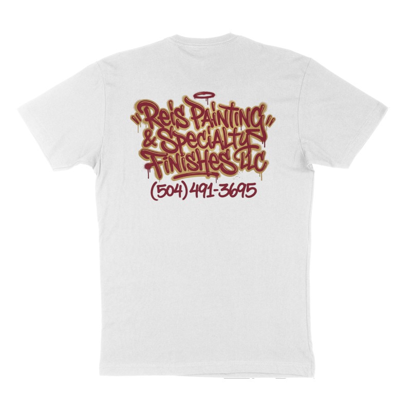 Custom t-shirt: "Reis Painting & Specialty Finishes LLC", Back print, white shirt