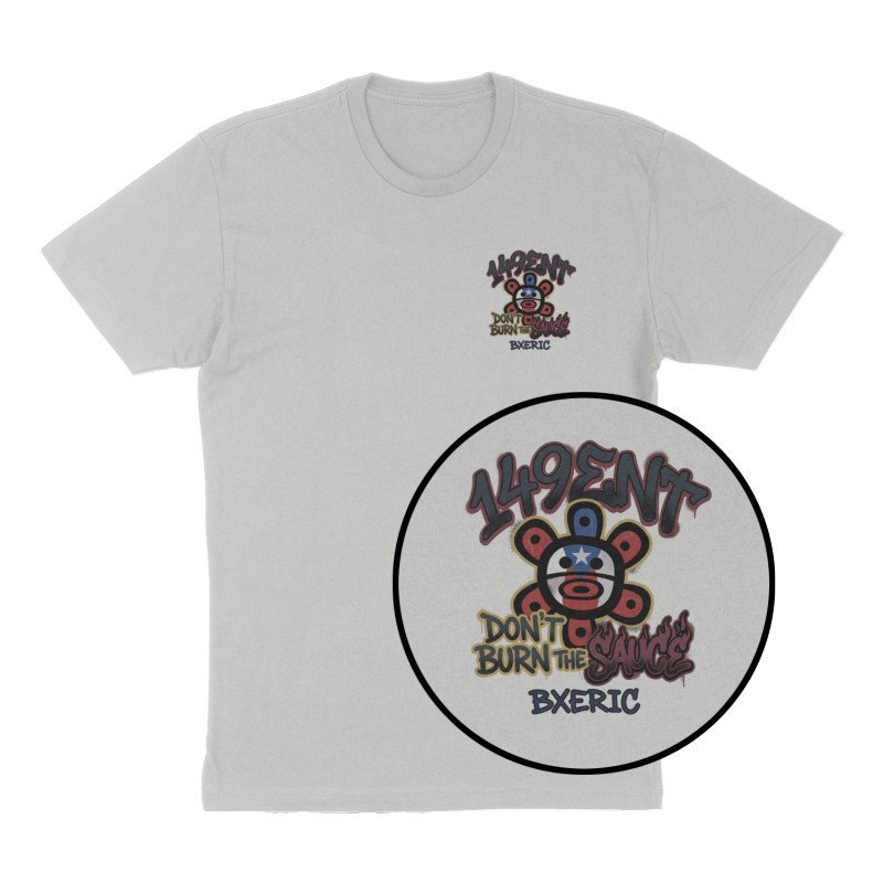 Custom t-shirt: "149ENT", Left Chest print, heather-gray shirt