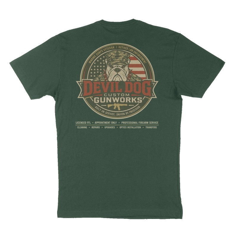Custom t-shirt design, Back print, forest-green shirt