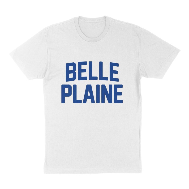 Custom t-shirt: "Belle Plaine", Front print, white shirt