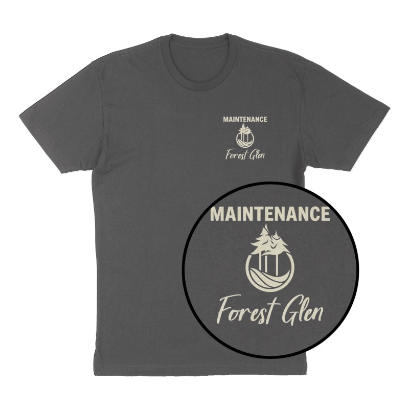 Custom t-shirt: "maintanence", Left Chest print, charcoal shirt
