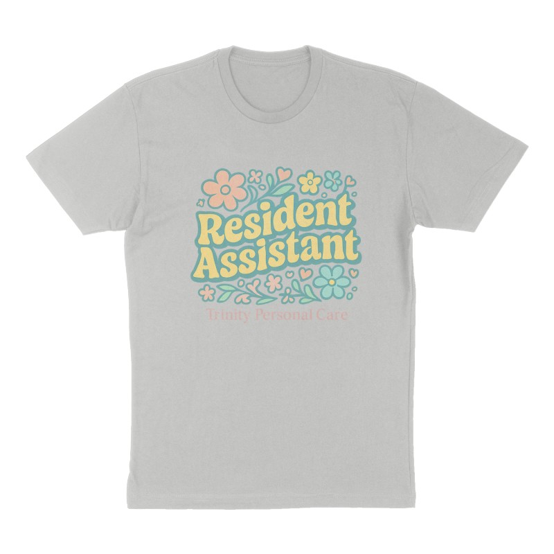 Custom t-shirt: "Resident Assistant", Front print, heather-gray shirt