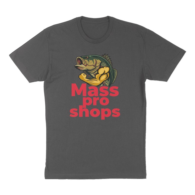 Custom t-shirt: "Mass pro shops", Front print, charcoal shirt