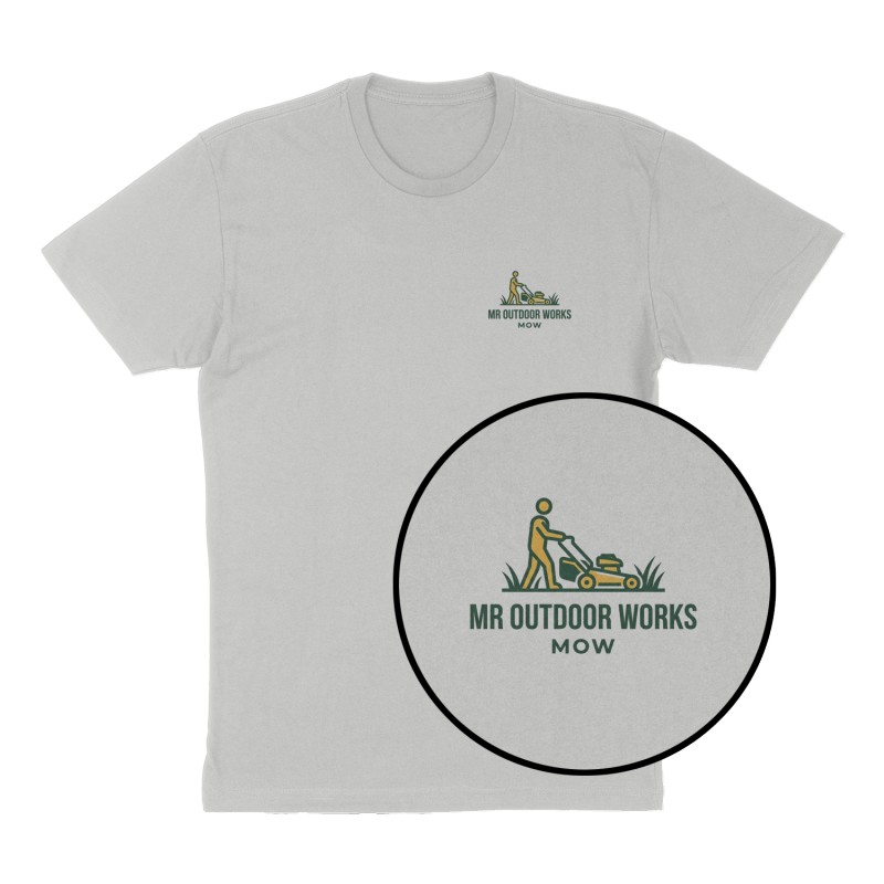 Custom t-shirt: "Mr Outdoor works", Left Chest print, heather-gray shirt