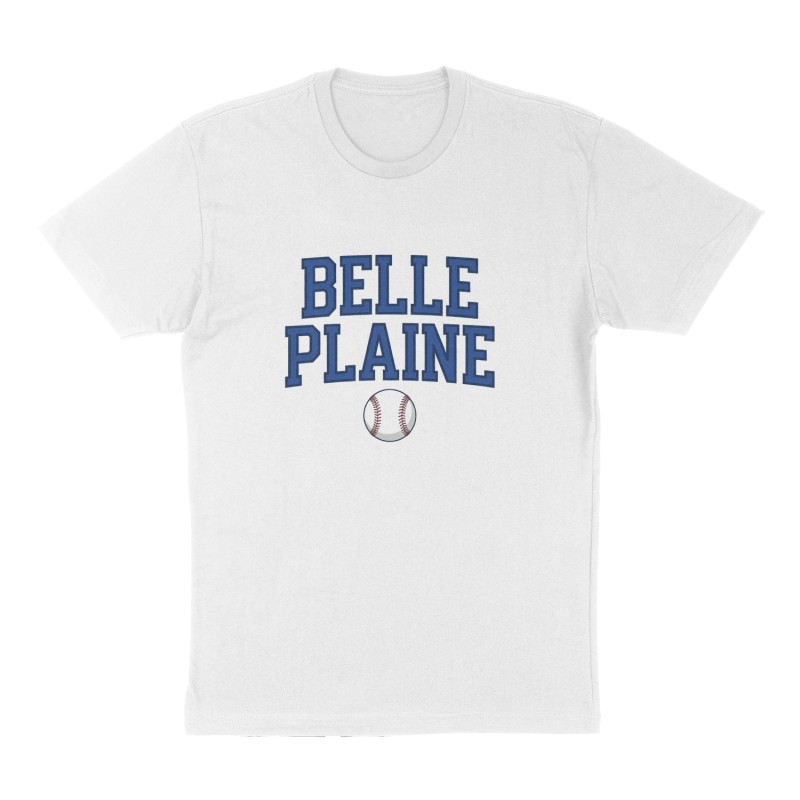 Custom t-shirt: "Belle Plaine", Front print, white shirt