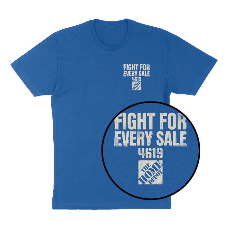 Custom t-shirt: "Fight for every sale ", Left Chest print, royal-blue shirt