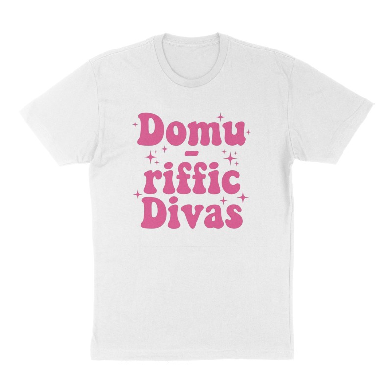 Custom t-shirt: "Domu - riffic Divas", Front print, white shirt