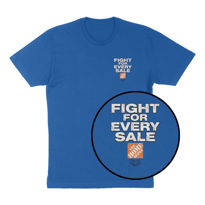 Custom t-shirt: "Fight for every sale ", Left Chest print, royal-blue shirt