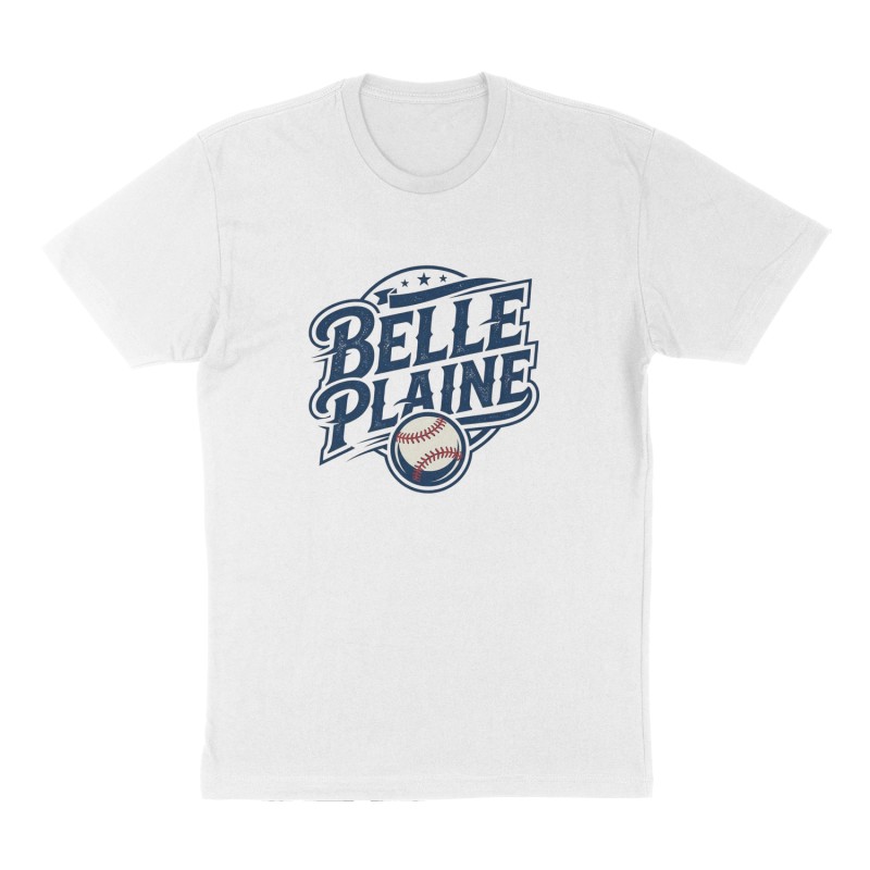 Custom t-shirt: "Belle Plaine", Front print, white shirt