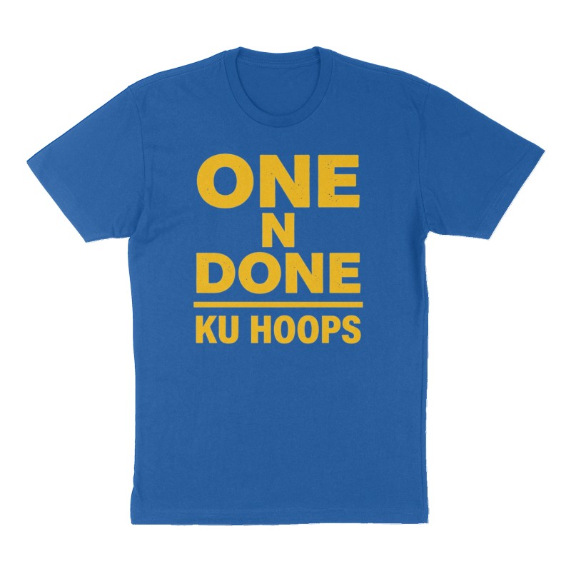 Custom t-shirt: "One-N-Done", Front print, royal-blue shirt