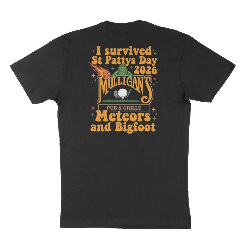 Custom t-shirt: "I survived St Pattys Day 2026", Back print, black shirt