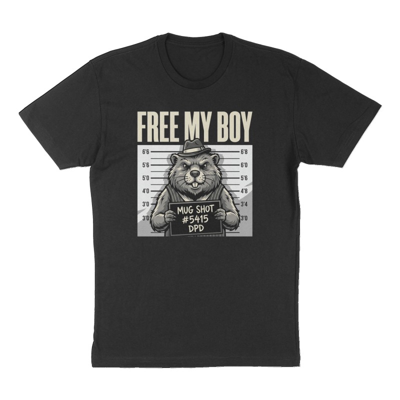 Custom t-shirt: "FREE MY BOY", Front print, black shirt