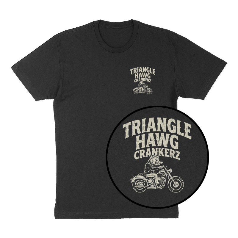 Custom t-shirt: "Triangle Hawg Crankerz", Left Chest print, black shirt