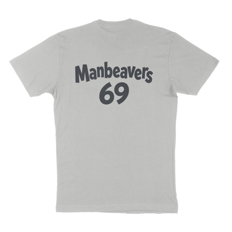 Custom t-shirt: "Manbeavers", Back print, heather-gray shirt