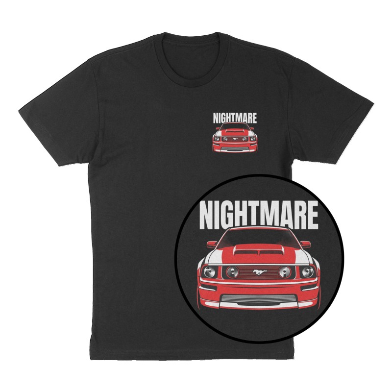 Custom t-shirt: "Nightmare", Left Chest print, black shirt