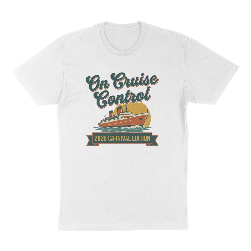 Custom t-shirt: "On Cruise Control", Front print, white shirt