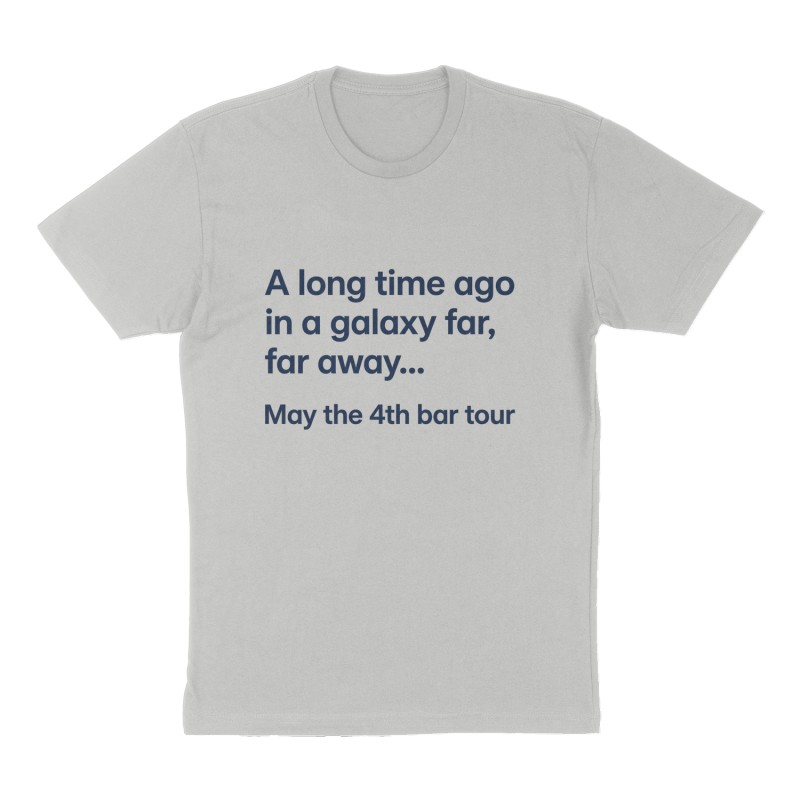 Custom t-shirt: "A long time ago in a galaxy far, far away…", Front print, heather-gray shirt