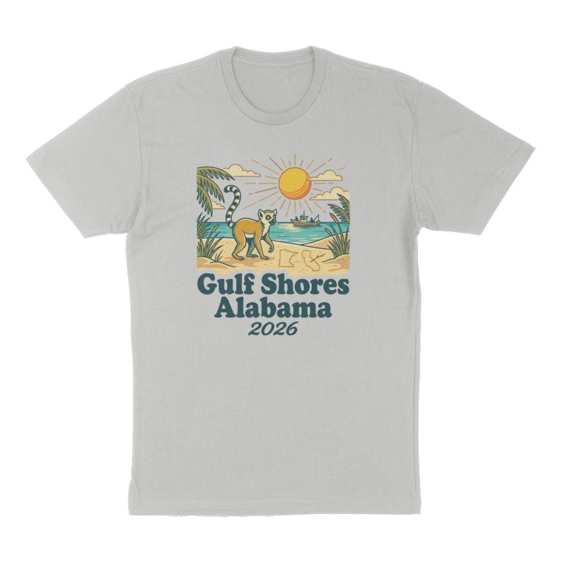 Custom t-shirt: "Gulf Shores Alabama ", Front print, heather-gray shirt