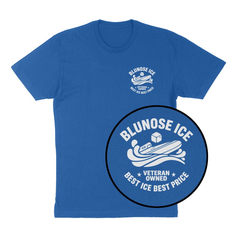 Custom t-shirt: "Blunose Ice", Left Chest print, royal-blue shirt