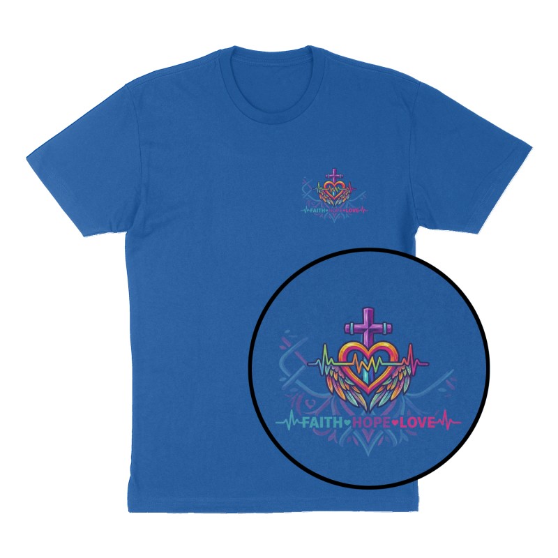 Custom t-shirt design, Left Chest print, royal-blue shirt