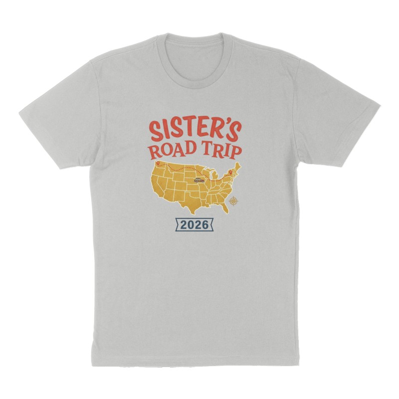 Custom t-shirt: "Sister's Road Trip ", Front print, heather-gray shirt