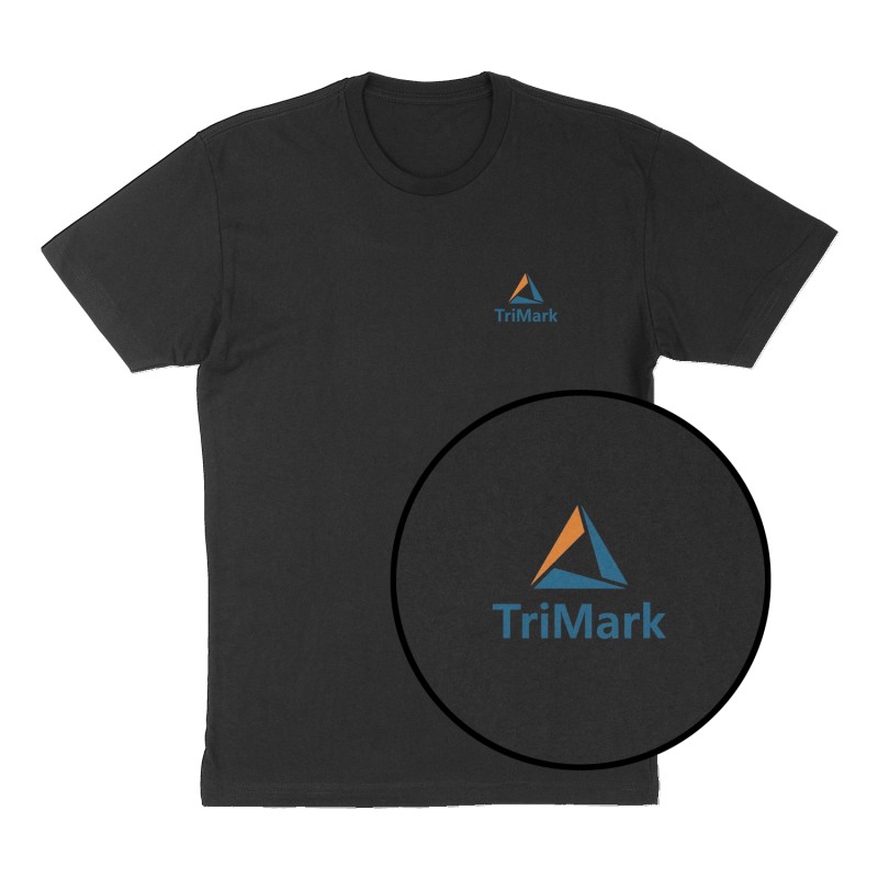 Custom t-shirt: "TriMark", Left Chest print, black shirt