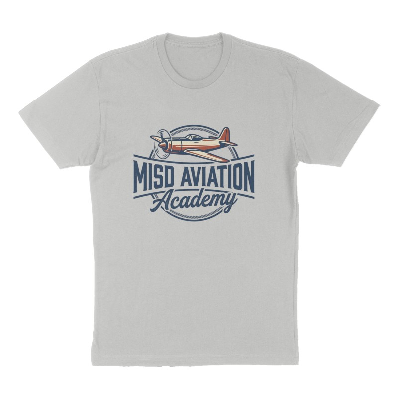 Custom t-shirt: "MISD Aviation Academy", Front print, heather-gray shirt