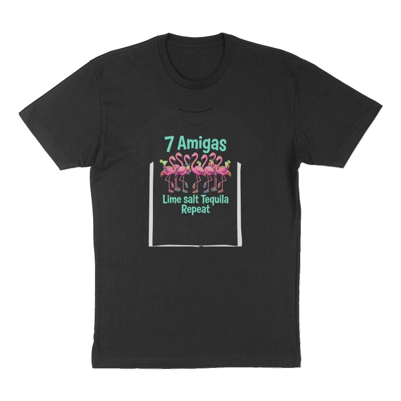 Custom t-shirt: "7 Amigas ", Front print, black shirt