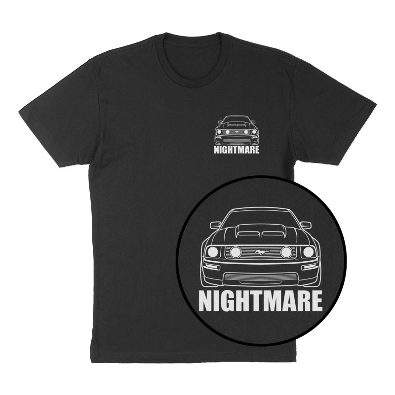 Custom t-shirt: "Nightmare", Left Chest print, black shirt