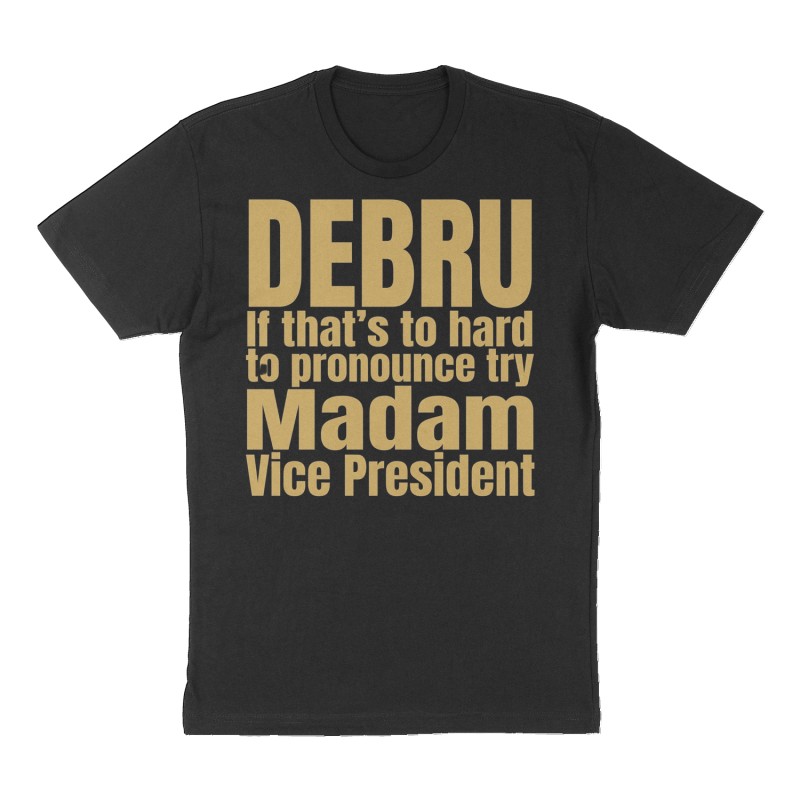 Custom t-shirt: "DEBRU", Front print, black shirt