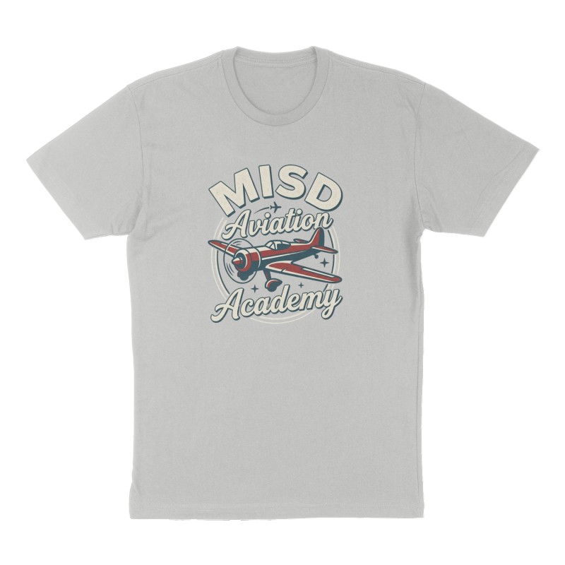 Custom t-shirt: "MISD Aviation Academy", Front print, heather-gray shirt