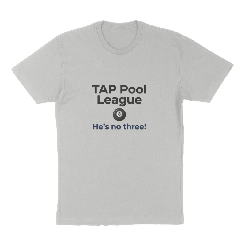 Custom t-shirt: "TAP Pool League", Front print, heather-gray shirt