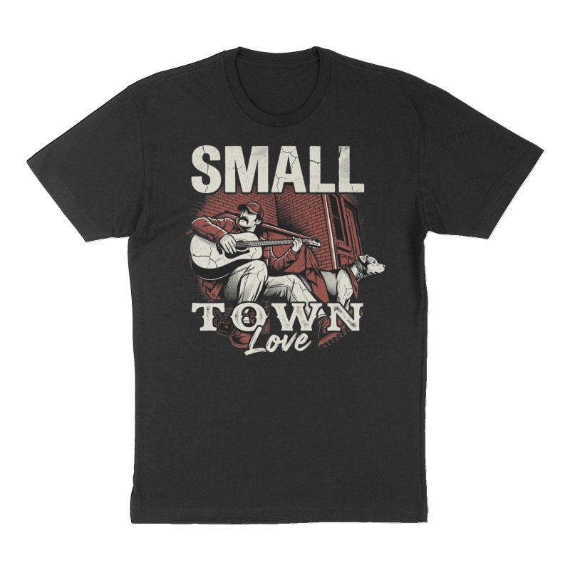 Custom t-shirt: "Small Town Love", Front print, black shirt