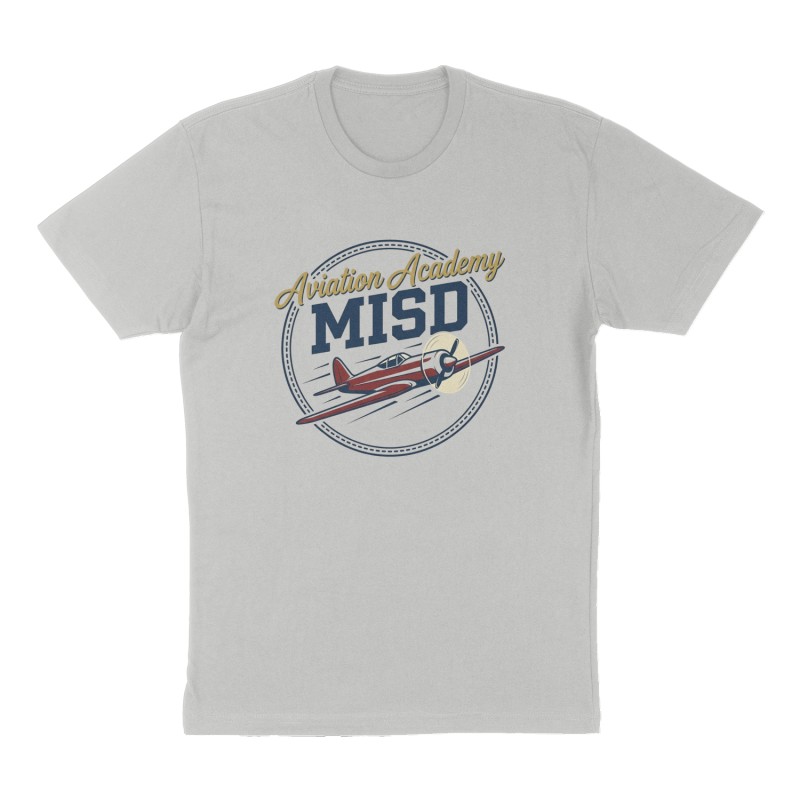 Custom t-shirt: "MISD Aviation Academy", Front print, heather-gray shirt